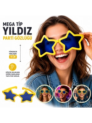 Mega Tip Yıldız Parti Gözlüğü Sarı Renk