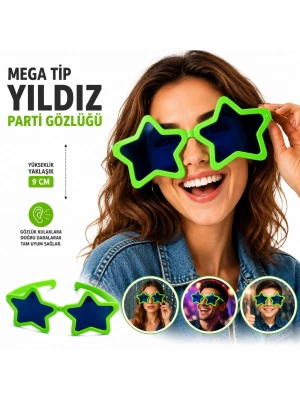 Mega Tip Yıldız Parti Gözlüğü Yeşil Renk
