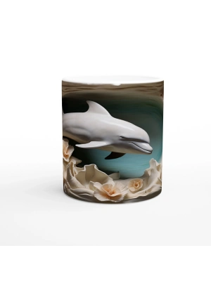 Mercan Dalgalar Arasında Yüzen Şirin Yunus Kupa Bardak