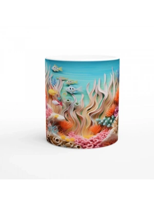 Mercan Dalgaları Arasında Balıklar Kupa Bardak