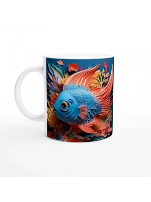 Mercan Kanatlı Mavi Balık Kupa Bardak