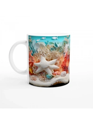 Mercan Ormanında Deniz Yıldızı Kupa Bardak