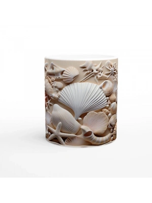 Mercan ve Deniz Yıldızı Motifli Su Altı Temalı Kupa Bardak