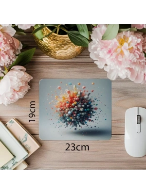 Merkezden Dağılan Renkli Küp Mousepad - 19x23 cm 2 mm Dikdörtgen İthal Baskılı Mouse Pad