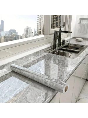 ®  Mermer Desenli Sticker Folyo Atina Grisi 60CM*5MT