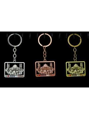 Metal Ayasofya Anahtarlık Kare Tasarım