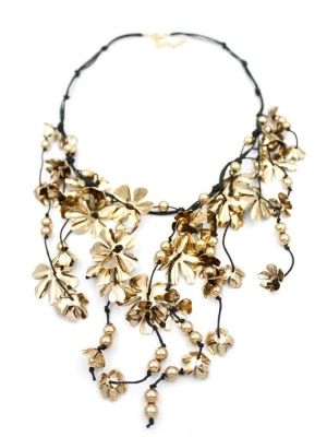 Metal Çiçek Kolye - Altın