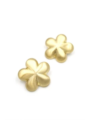 Metal Çiçek Küpe - Altın