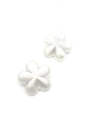 Metal Çiçek Küpe - Gümüş