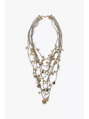 Metal Deniz Temalı Çoklu Kolye - Gümüş