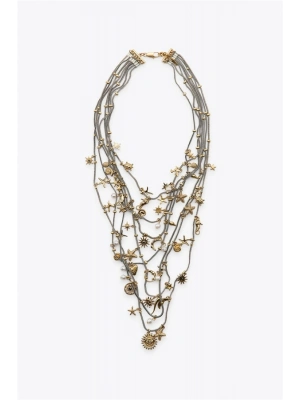 Metal Deniz Temalı Çoklu Kolye - Gümüş