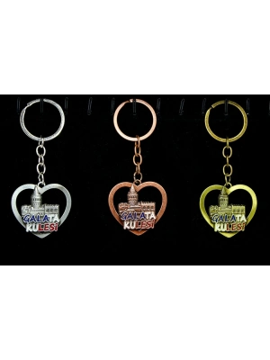 Metal Galata Kulesi Anahtarlık Kalp Tasarımlı