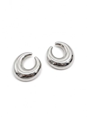 Metal Hilal Küpe - Gümüş