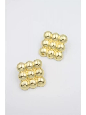 Metal Kare Küpe - Altın