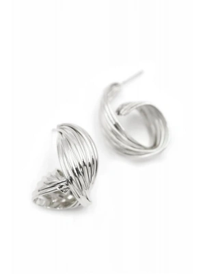 Metal Kıvrımlı Küpe - Gümüş