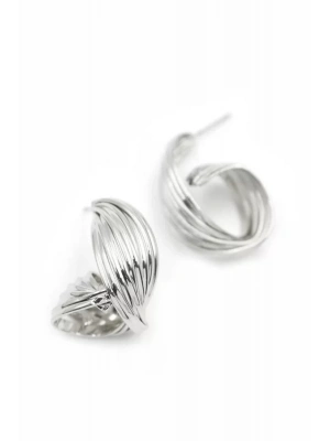 Metal Kıvrımlı Küpe - Gümüş