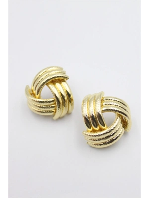 Metal Örgü Küpe - Altın