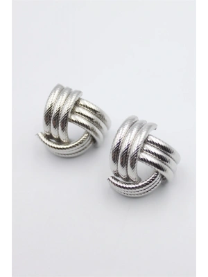 Metal Örgü Küpe - Gümüş