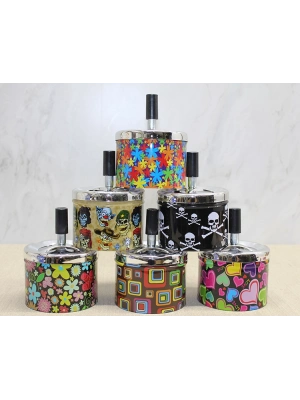 Metal Renkli Basmalı Küllük Yuvarlak