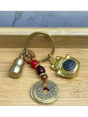 Metal Şans Ve Bereket Kedisi Anahtarlık Model 3