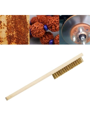 ®  Metal Telli Fırça Ahşap Saplı Pas Kir Sökme Temizleme Fırçası