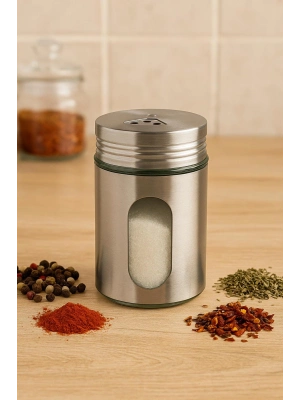 Metal Tuzluk Biberlik Baharatlık 200 ml Gri