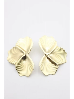 Metal Yaprak Küpe - Altın