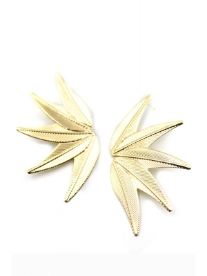 Metal Yaprak Küpe - Altın