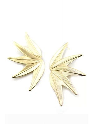 Metal Yaprak Küpe - Altın