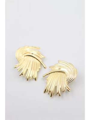 Metal Yaprak Küpe - Altın