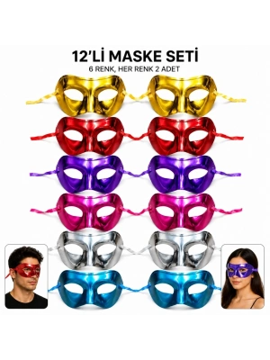 Metalik Venedik Toptan Parti Maskesi Seti – 6 Renk Karışık