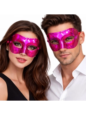 Metalize Parlak Parti Maskesi Pembe Renk 16x7 cm