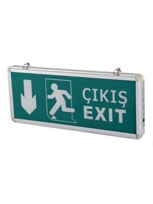 ® Cata 9167 Ledli Aşağı Ok Exit Çıkış Armatürü 3 Saat Akülü
