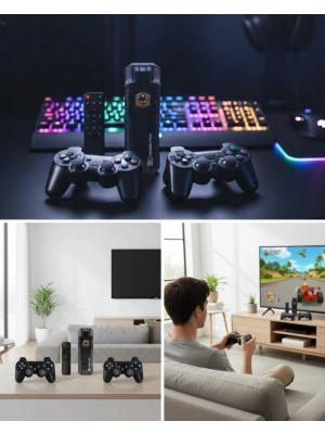 ® Kablosuz Gamepad Denetleyici Çift Sistem Retro Oyun Konsolu HDMI Uyumlu HD Çıkışlı