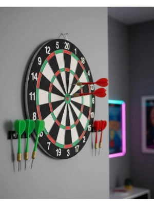 ® Şık Tasarımlı Dart Tahtası 12 İnç Dayanıklı Ahşap Gövde