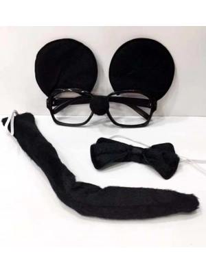 Mickey Mouse Gözlüğü Papyonu Kuyruğu Seti
