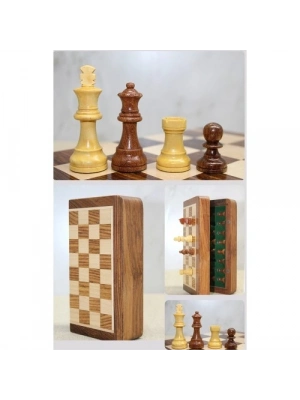 Mıknatıs Taşlı Ahşap Katlanabilir Kutulu Satranç Seti 12.5 cm