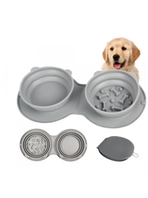 Mikopet Katlanabilir İkili Mama ve Su Kabı