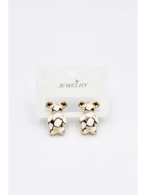 Mineli Ayıcık Küpe - Beyaz