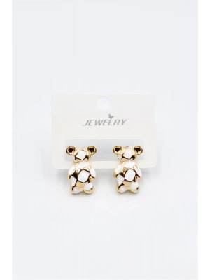 Mineli Ayıcık Küpe - Beyaz