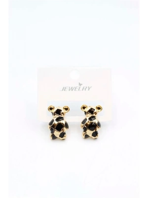 Mineli Ayıcık Küpe - Siyah