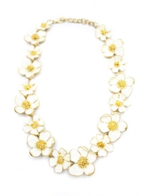 Mineli Çiçek Kolye - Krem