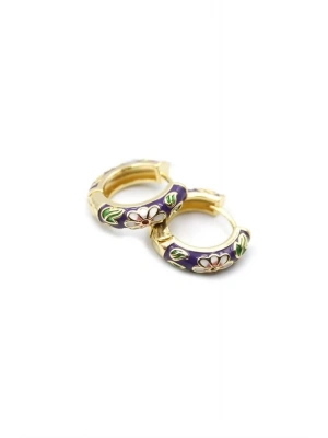 Mineli Çiçek Küpe - Mor