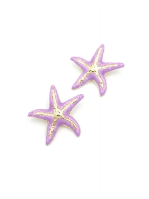 Mineli Deniz Yıldızı Küpe - Mor