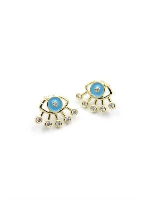 Mineli Göz Küpe - Turkuaz