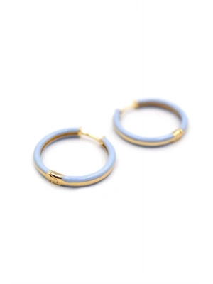 Mineli Halka Küpe - Açık Mavi