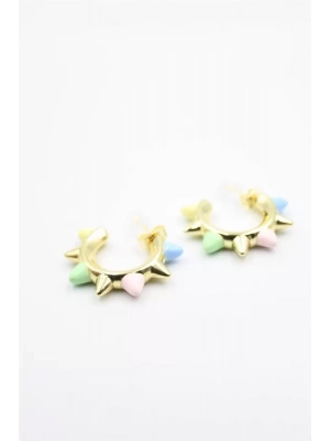 Mineli Halka Küpe - Altın