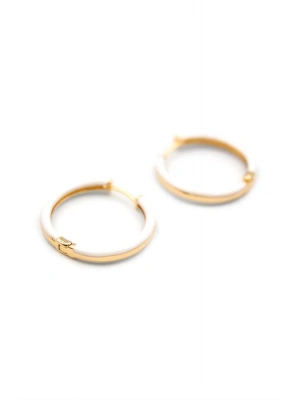 Mineli Halka Küpe - Beyaz