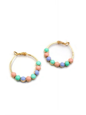 Mineli Halka Küpe - ÇOK RENKLİ