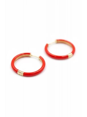 Mineli Halka Küpe - Kırmızı